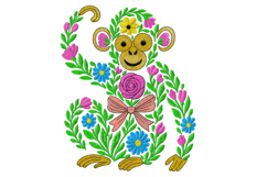 Floral Monkey Embroidery Designs Product Image 1