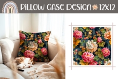 Floral Pillow PNG, Vintage Flowers Pillow Case Sublimation Product Image 1