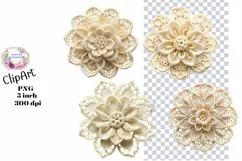 Crochet, Lace, Cluster, Ephemera, PNG, Flower, Clipart Product Image 1