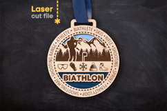 Biathlon Sport Medal SVG laser cut files for Glowforge Product Image 1
