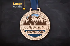 Biathlon Sport Medal SVG laser cut files for Glowforge Product Image 1