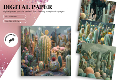 Cactus Succulent Background Wallpaper Wallart Watercolor Product Image 1