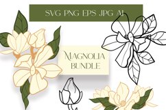 Magnolia SVG, white flowers bundle, fine art floral bouquet Product Image 1