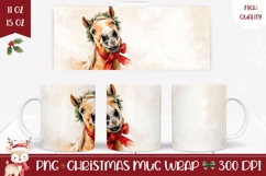 Watercolor Christmas Horse Mug, Christmas Animals Mug Wrap Product Image 1