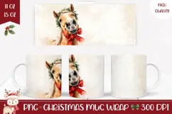 Watercolor Christmas Horse Mug, Christmas Animals Mug Wrap Product Image 1