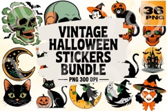 Witchy Whimsy Vintage Halloween Sticker PNG Pack Product Image 1