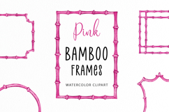 Watercolor Pink Bamboo Frames Clipart Product Image 1