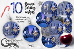Christmas Earring, 10 Round earring xmas sublimation designs Product Image 1