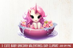 Cute Baby Unicorn Clipart, Valentines Day Couplet Product Image 1