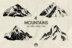 4 Mountain silhouettes SVG PNG EPS Product Image 1