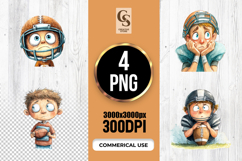 Cute Worried Kids Football Illustration Clipart PNG Product Image 1