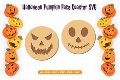 Halloween Pumpkin Face Coaster SVG | Laser Cut Product Image 1