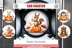 Car Coaster Pumpkin Tea Animals Product Image 1