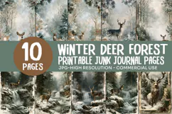 Winter Deer Forest Junk Journal Pages Product Image 1