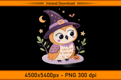 Cute Halloween Owl Witch Hat Sublimation Design PNG Product Image 1