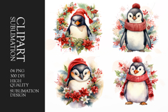 Watercolor cute penguin clipart sublimation png Product Image 1