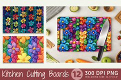Rainbow Knitted Flowers Cutting Boards sublimation Product Image 1