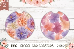Cartoon Flowers Car Coasters, Summer Round Coaster Designs Product Image 1