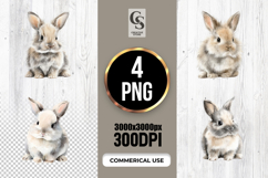 Realistic Baby Bunny Watercolor Clipart Sublimation PNG Product Image 1