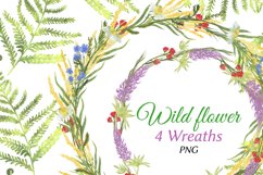Watercolor Wild flower wreath Clipar Product Image 1