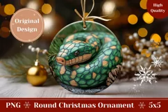 Christmas Ornament Design, Wooden Snake Round Ornament PNG Product Image 1