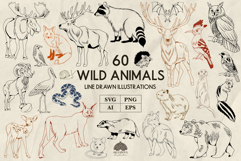 Wild animals line art collection Svg Png Eps Product Image 1