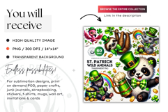 St Patrick wild animal Clipart, saint patricks sublimation Product Image 2