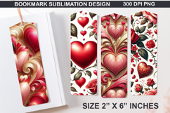 Hearts Bookmarks Sublimation - Valentine Holly Berries PNG Product Image 1