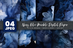 Navy Blue Marble Digital Paper Product Image 1