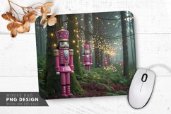 Vibrant Pink Christmas Nutcrackers in a Forest Mouse Pad PNG Product Image 1