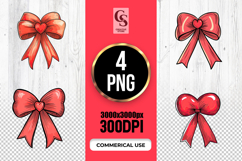 Red Heart Ribbon Bow Clipart Sublimation PNG Product Image 1