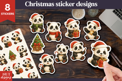 Cute Christmas stickers Christmas Panda Sticker printable Product Image 1