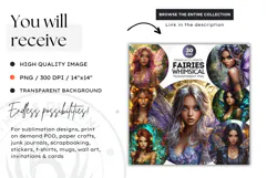 Fairy Clipart PNG for sublimation design, fantasy coaster Product Image 2