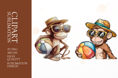 Picnic monkey watercolor clipart sublimation Product Image 1