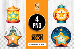 Vintage Star Lantern Clipart Sublimation PNG Product Image 1