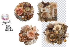 Flowers, Lace Material, Ephemera, PNG, Junk Journal, clipart Product Image 1