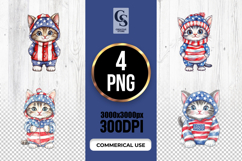 Cute Patriotic Cat Clipart PNG Product Image 1
