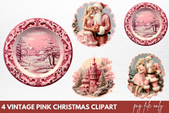 Vintage Pink Christmas Clipart Product Image 1