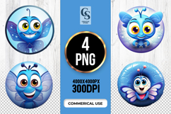 Cute Blue Butterfly Cartoon Clipart Sublimation PNG Product Image 1