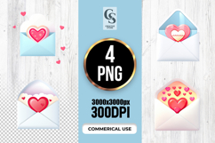 Cute Heart Envelope Clipart Sublimation PNG Product Image 1