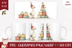Watercolor Christmas Duck Mug Design, Christmas Mug Wrap Product Image 1