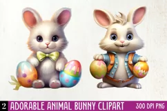 Adorable Animal Bunny Clipart, Watercolor Clipart Product Image 1