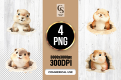 Cute Watercolor Hamster Peeking From Hole Clipart PNG Product Image 1