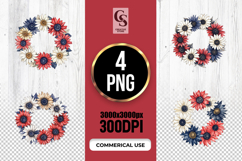 Patriotic Flower Wreath Clipart PNG Product Image 1