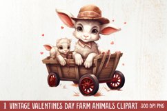 Vintage Valentines Farm Animals Clipart, Valentines Couple Product Image 1
