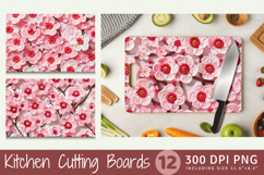 Pink Crochet Sakura Flowers Cutting Boards sublimation Desig Product Image 1