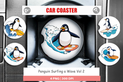 Car Coaster Penguin Surfing a Wave Product Image 1