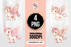 Cute Pink Winged Unicorn Clipart Sublimation PNG Product Image 1