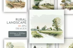 Rural Landscapes Scenes | Watercolour Clipart JPG Product Image 1