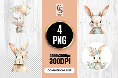 Cute Baby Bunny Rabbit Clipart PNG Product Image 1